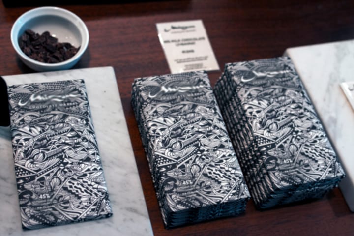a photo of some expensive chocolate bars in beautiful wrappers